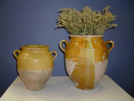 Confit pots.Yellow