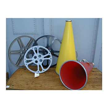 Megaphones,16mm film reels